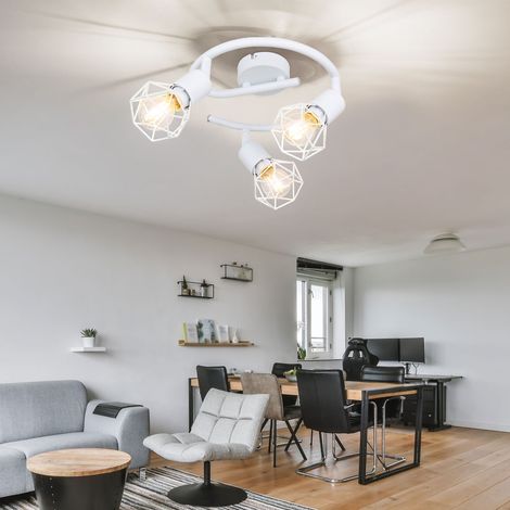 Design plafoniera sala da pranzo faretto tondo lampada spot gabbia regolabile bianco