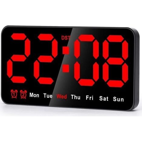 Orologio digitale a LED da 9 pollici, ampio display con 45284 ore, numeri grandi, piccolo orologio da parete silenzioso (rosso) (1/4)