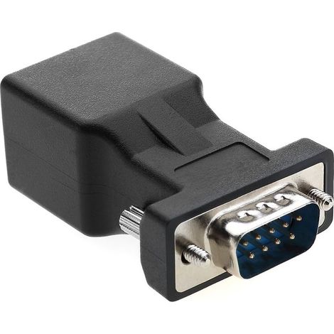 RJ45 vers RS232,Port Série DB9 9 Broches mâle vers Femelle RJ45 Cat5e/6 Ethernet/LAN Étendre d'adaptateur(tête masculine) (1/5)