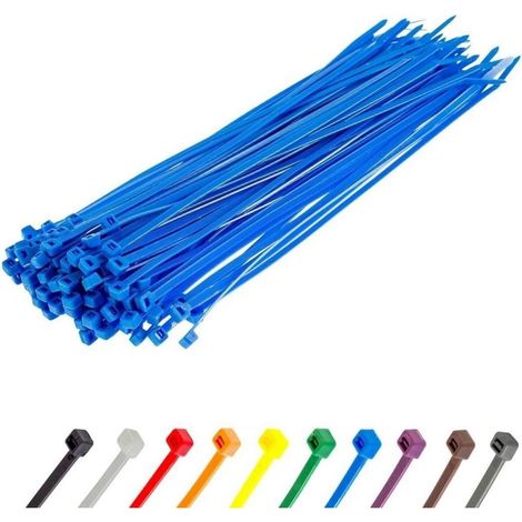 Kabelbinder 100 Stück 18,2 kg Zugfestigkeit UV 300 mm x 3,6 mm Blau (1/5)