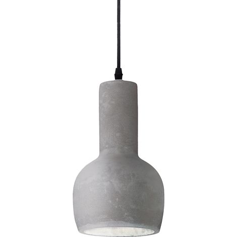 Sospensione Industrial-Minimal Oil-3 Metallo Cemento Grigio 1 Luce E27 (1/3)