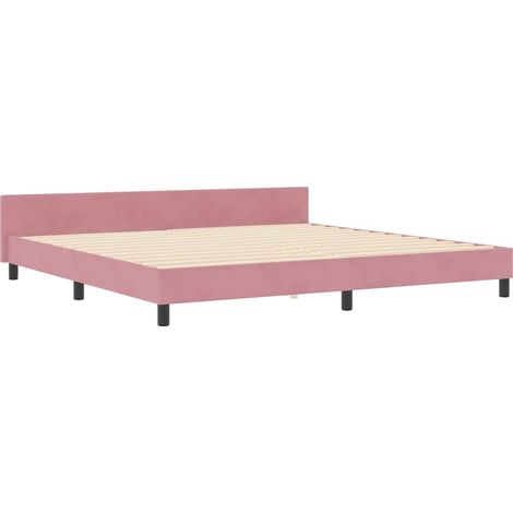 Bed Frame with Headboard Pink 200 x 200 cm Velvet vidaXL (1/5)