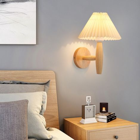 Lampe murale Vintage nordique en bois massif applique escalier plissé lampe de chevet pétale chambre lampe murale chambre (1/5)