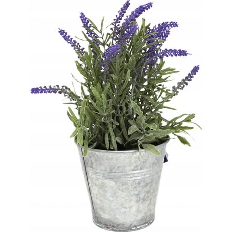 Pianta artificiale di lavanda decorativa in un elegante vaso di metallo. (1/5)