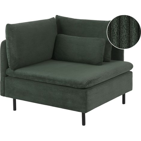 1-Seat Section Green Corduroy Cord Sofa Corner Module Single Arm Modern Single-Seat EGERIS (1/5)