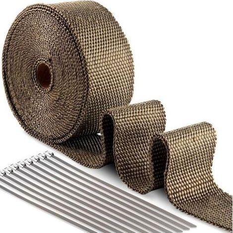 50MM Titanium Magma Bande Isolant Thermique Céramique10M + 10 pièces D'attache de 30CM en acier inoxydable pour Tuyeau Manifold (1/5)