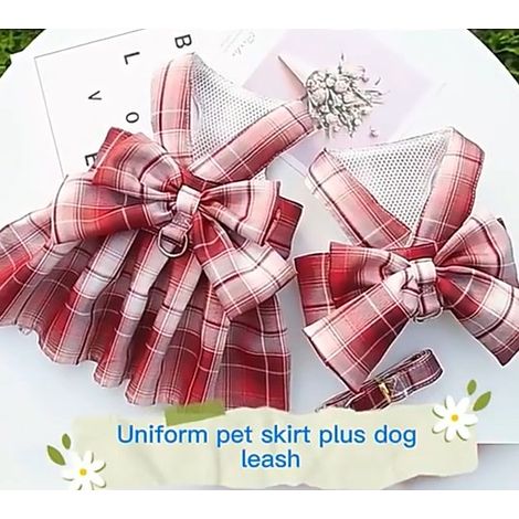 Abito Scozzese Gonna Pettorale + Guinzaglio L 35cm