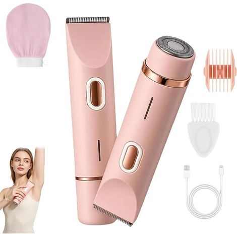 Rasoir Klyne Femme,2026 Nouveau Klyne Tondeuse À Double Tête Femme,Tondeuse Intime & Sourcils,Étanche Ipx7,Recharge Usb,Pour Jambes,Aisselles.Bikini Et Nez (Rose) (1/5)