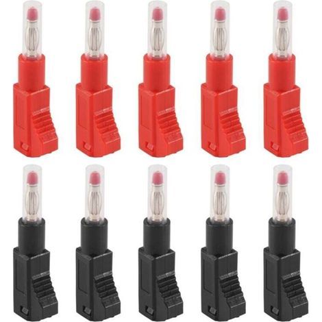 10 Ensembles Connecteurs Fiche Banane 4mm Gaine Rétractable pour Fil à Souder Multimètre Cordons Test (1/4)