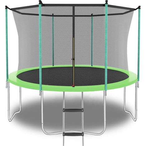 Trampoline de 2,4 m (8 pi), trampoline d'extérieur, avec filet de sécurité et échelle, capacité de charge 181 kg, vert Ce produit est fabriqué avec...