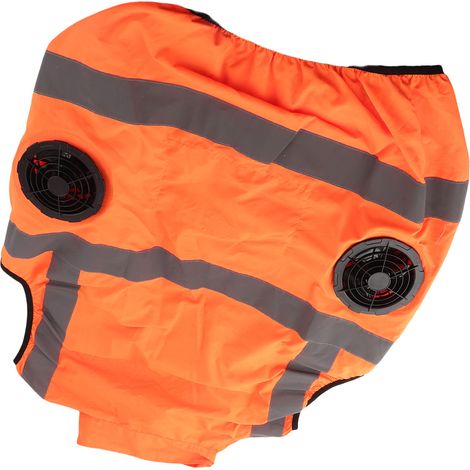 Gilet rafraîchissant d'été avec ventilateur intégré, bandes réfléchissantes, rechargeable, 5V, orange fluorescent, taille XXL (1/5)