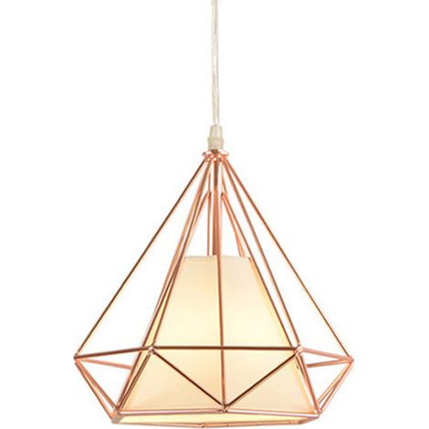 – Lustre suspension vintage rétro industrielle en métal doré rose – Abat-jour 25x25 cm – Douille E27 – Longueur câble 100 cm réglable (1/5)