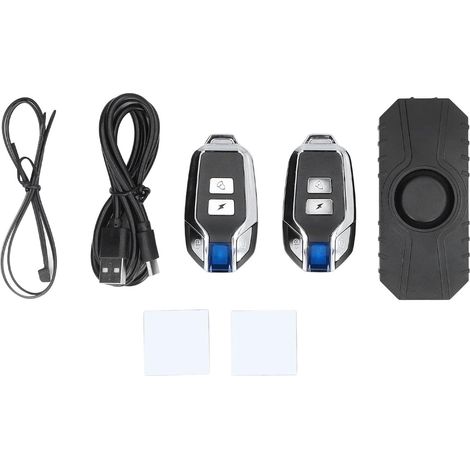 Alarme de Vélo avec Télécommande, Capteur de Mouvement de Vibration Antivol sans Fil étanche Alarme de Moto à Distance Alarme de Vélo électrique Système D'alarme de Sécurité du Véhicule (1/5)