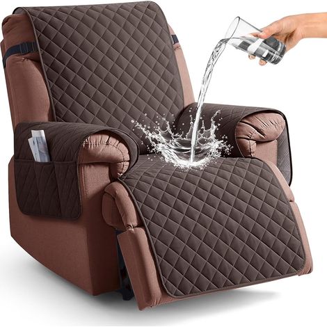 KinCam 100% wasserdichter Sesselbezug, Liegesesselbezug für Haustiere, Hunde, Liegesessel-Sofa-Überzug, Möbelschutz mit elastischen Bändern für Kinder (23,6", Schokolade) (1/5)