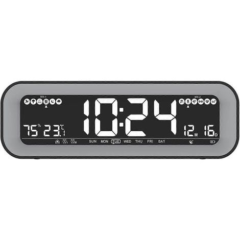 Horloge Numérique Murale avec Thermomètre, Calendrier et Réveil - Affichage LCD Clair (1/5)