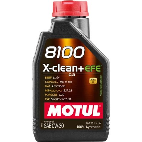 HUILE MOTUL 0W30 1L X-CLEAN+ 8100 EFE / C3 / 504.00 507.00 / LL04 / MB 229.52 / C30