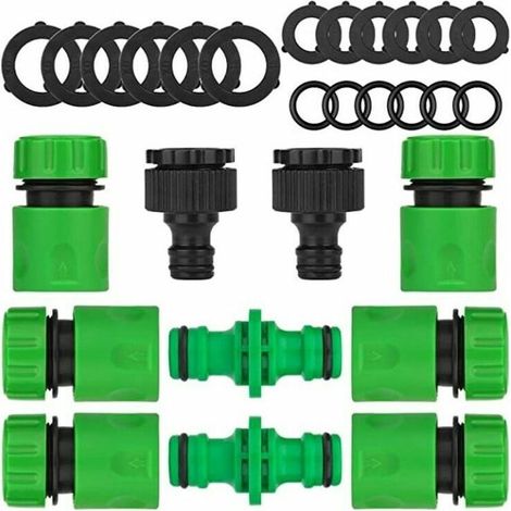 Lot de 10 Raccords d'arrosage Rapides Ensemble pour Tuyau d'arrosage (6Pcs 1/2 Tuyau Rapides Raccord,2Pcs Double connecteur,2Pcs Connecteur Nez de Robinet) (1/5)