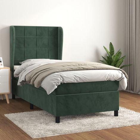 Boxspringbett mit Matratze Dunkelgrün 90x190 cm Samt vidaXL (1/5)