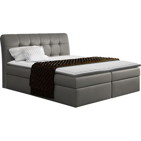 Lit boxspring Campania, Soft 029, Unique, Continental, 120x200, Faux cuir, Disponible, 120x217x123cm (1/5)