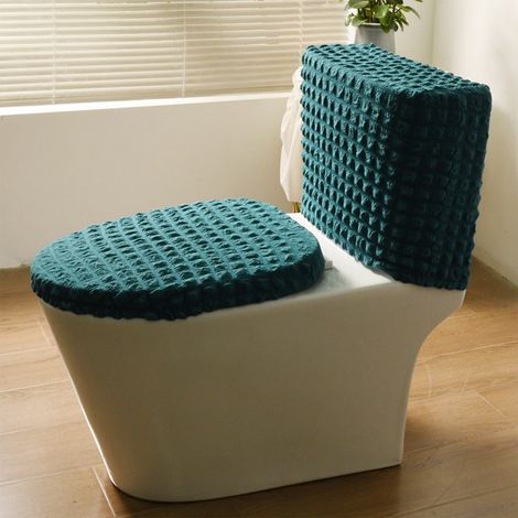Couvre-Abattant Toilette Divisé - Modèle Réservoir Haut - Tissu Élastique - Universel Saison Toute - 1 Pièce (1/5)