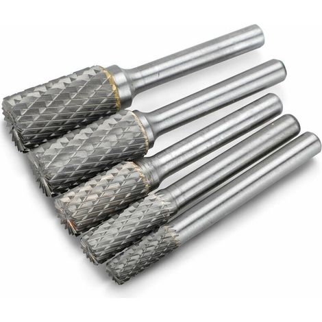For a Fräsmaschine 5-teiliger 1/4 Zoll Doppelschnitt Wolframkarbid-Drehfräser-Schaftsatz Bit (1/4)