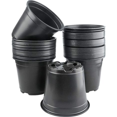 Lot de 50 Pots de Fleurs en Plastique de 15 cm pour semis de Jardinage (Noir) (1/5)