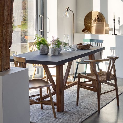 Garden Trading Chilford Wood Acacia Dining Table Grey Small Indoor Outdoor 1.8m