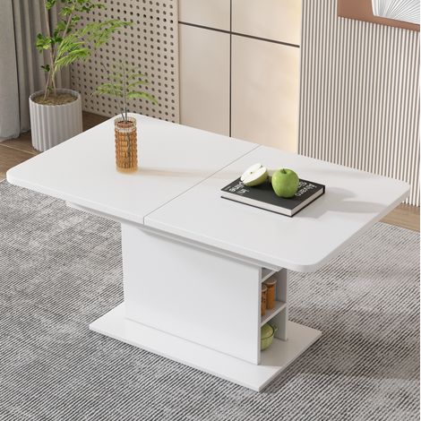 MEUBLIV Tavolo da pranzo estensibile 130x70 cm bianco con contenitore integrato (1/5)