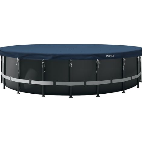 Intex – Bâche d’hivernage ronde pour piscine hors sol 6,10 m – Polyéthylène triple couche – Anti-UV – Système de fixation cordons de serrage