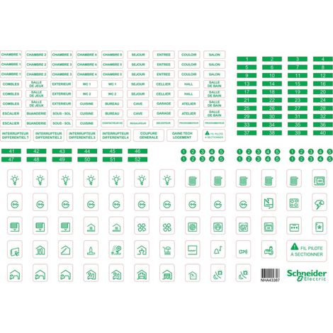 Schneider Electric – Feuilles A4 de symboles autocollants en plastique – Lot de 10 – Transparent – Largeur 13 modules – R9H13228
