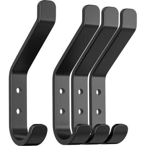 Set mit 4 Wandhaken für Akustikpaneele, Schraubhaken, Kleiderhaken, Jacken- und Huthaken, Aluminium, schwarz, 10 cm (1/5)