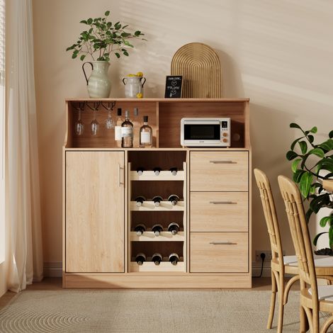 Buffet enfilade 120 cm avec range-bouteilles LED OKMYHOME (1/5)
