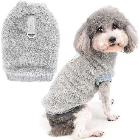 Pull polaire pour petit chien avec anneau en D pour laisse - Manteau d'hiver chaud (1/5)
