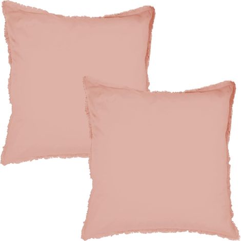 Lot de 2 taies d'oreiller Coton LAVÉ à Franges 100% Coton (1/5)