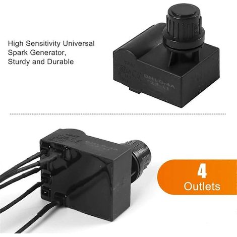 Kit d'allumeur pour barbecue Charbroil, générateur d'étincelles universel à 4 sorties, compatible avec les barbecues à gaz 3 brûleurs, noir.