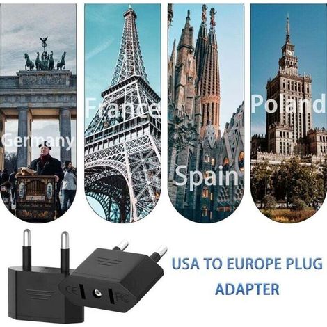 4 Pièces Adaptateur Prise USA. Adaptateur USA vers France. Adaptateur Secteur US vers Europe (EU). Adaptateur USA Prise. Adaptateur Voyage US vers EU (Noir) (1/3)