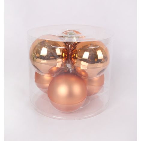 TrendLine Weihnachtskugeln aus Glas Ø 8 cm brandy-braun 6 Stück Weihnachtskugel