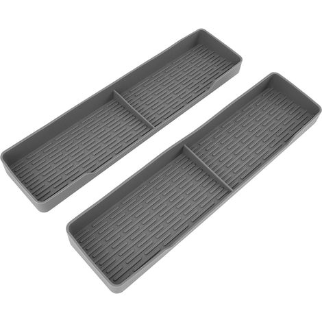 Lot de 2 étagères de cuisson magnétiques en silicone, anti-fuites et antidérapantes, pour four, avec porte-épices et accessoires de cuisine, gris. (1/5)