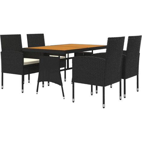 Juego de comedor de jardín 5 piezas ratán sintético negro vidaXL