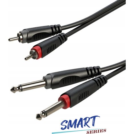Roxtone SACC150L3 smart - Câble audio 2 x RCA / 2 x Jack 6,3 mm mono 3 m