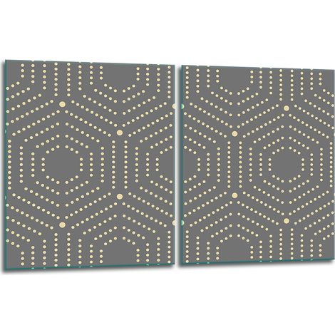 2 plaques de protection en verre pour cuisinière, mosaïque 40x52 (1/5)