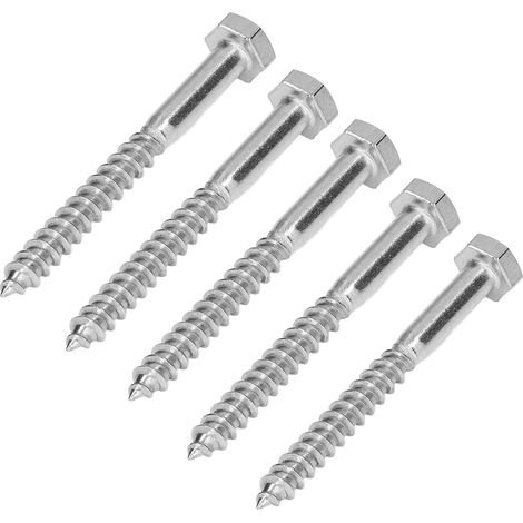 25 vis autoforeuses inox A2-70 DIN571 à filetage partiel bois tête hexagonale M6x60MM pour charpente et menuiserie (1/5)