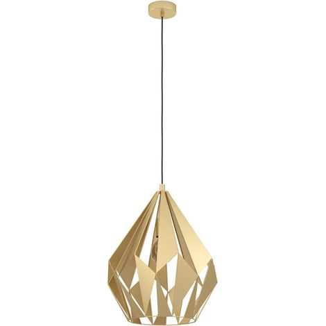 Lampadario A Sospensione Vintage Carlton Acciaio Oro 1 Luce E27 (1/5)