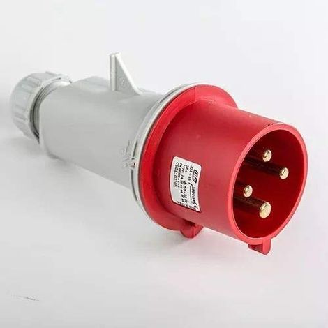 Base enchufe industrial macho 3P+T 380V IP44 aerea  Rojo 32 A