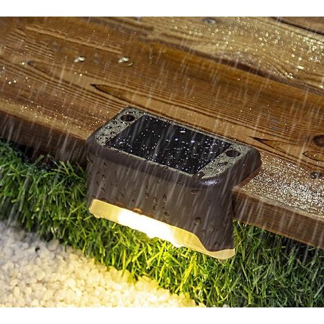 Lampe solaire extérieure IP65, noire avec lumière chaude, pour escaliers, cours et terrasses, 1 pièce