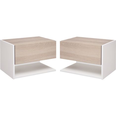 esita de noche de pared 46 x 30 x 30 cm ahorra espacio cajón estante contemporáneo elegante de aglomerado blanco 21000145 (1/4)