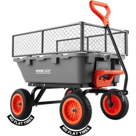 VEVOR Carrello Ribaltabile da Giardino, Carico di 362 kg con Recinzione di Stoccaggio, Meccanismo di Scarico Rapido, Ruote Girevoli, Maniglia Girevole, Carrello da Giardino per Piante, Terreno