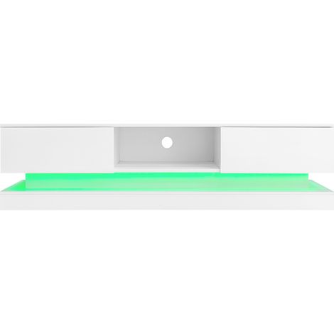Mobile TV bianco lucido con LED e 2 cassetti 160x35x40,5 cm per TV fino a 60" MODENUIT (1/5)