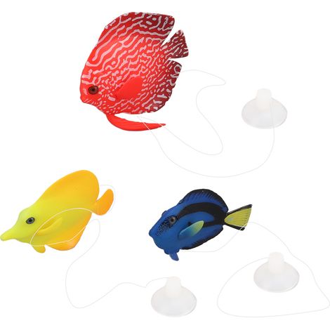 Lot de 3 poissons-clowns lumineux flottants en silicone, décoration artificielle pour aquarium. (1/5)