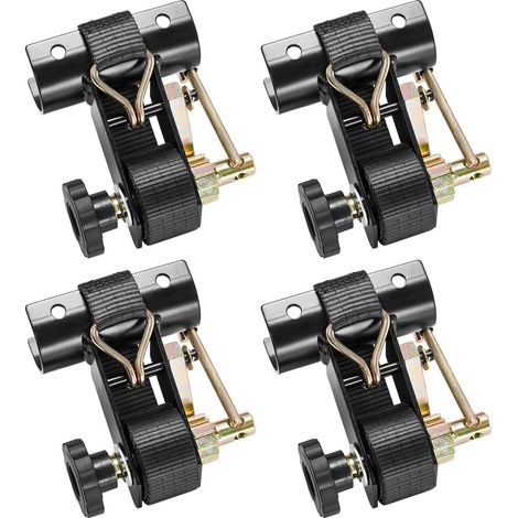 Sangles à cliquet pour porte-échelle, fixation sur tube rond noir 47,6-50,8 mm, 38 mm x 2,25 m, crochets en J doubles, charge 226,8 kg, pack de 4. (1/5)